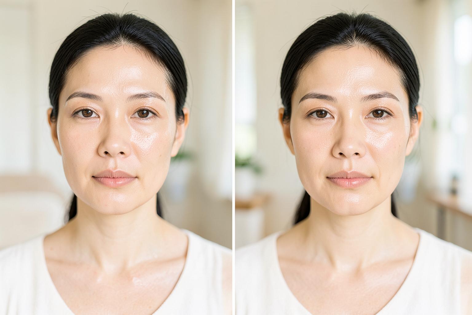 AI-generated before and after example for Hydrafacial